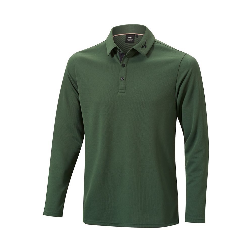 Mizuno Breath Thermo Winter L/S Polo Topjes Heren Groen | LAZTEK674
