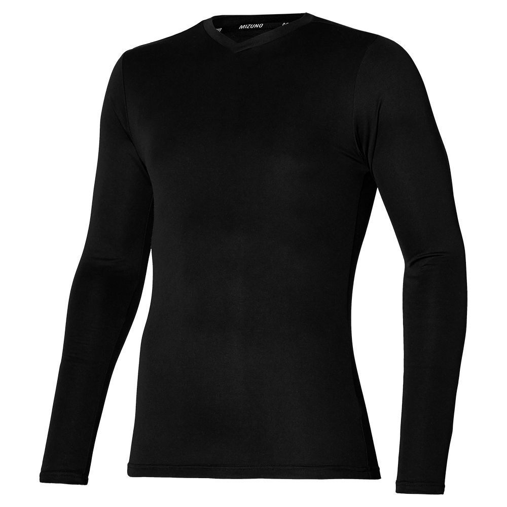 Mizuno Bt Under V Neck Longsleeve Topjes Heren Zwart | RGQBFM596